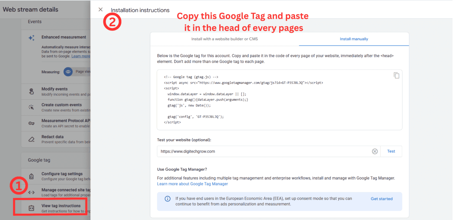 How to find Google Tag in Google Analytics GA4