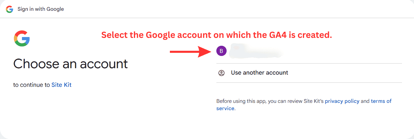 Choose Google account