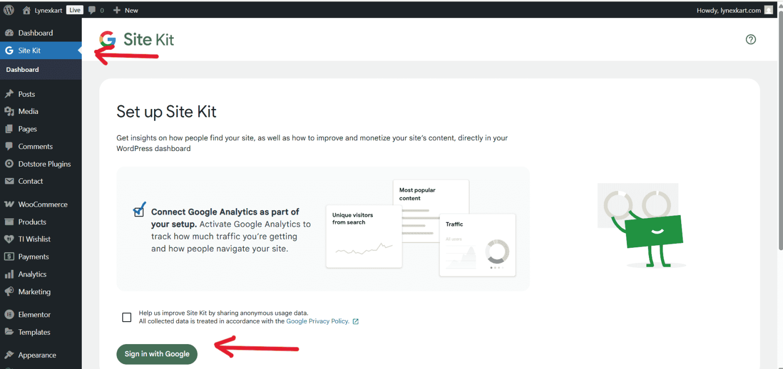 Setup Site Kit plugin