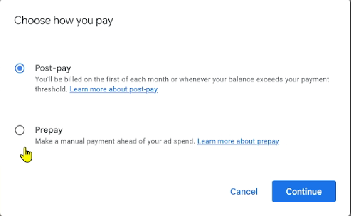 Choose how you pay to Google Ads