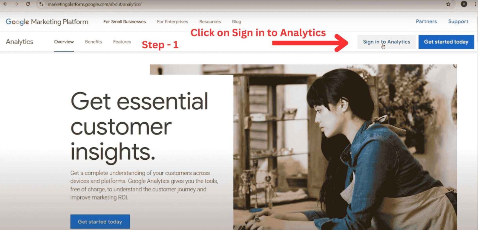 Google Marketing Platform page to create and setup GA4 account.