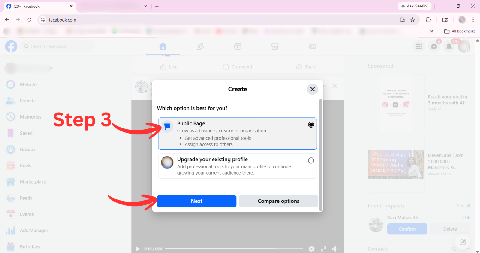 Select Public Facebook Page